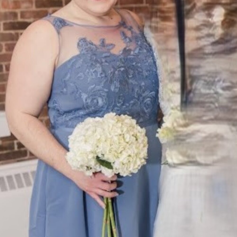 Oleg Cassini Steel Blue Formal or Bridesmaid Dress
